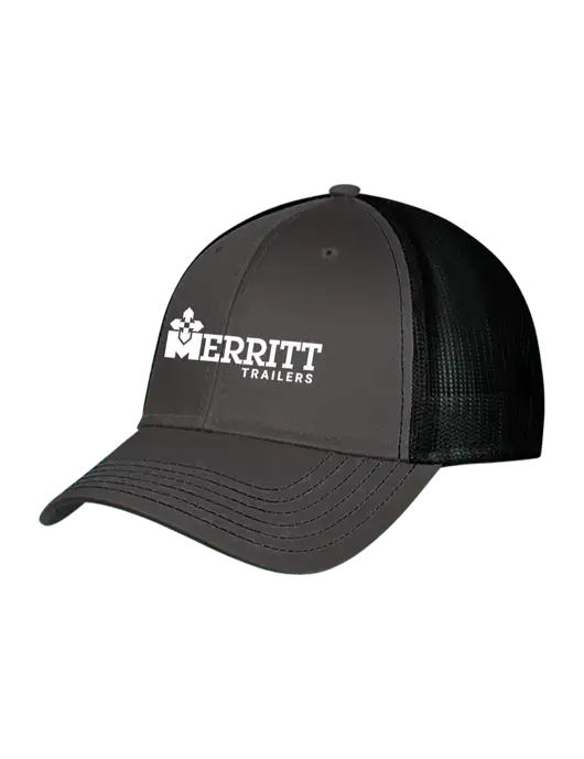 Charcoal & Black Mesh Trucker Cap Snap Back w/Merritt Trailers Logo