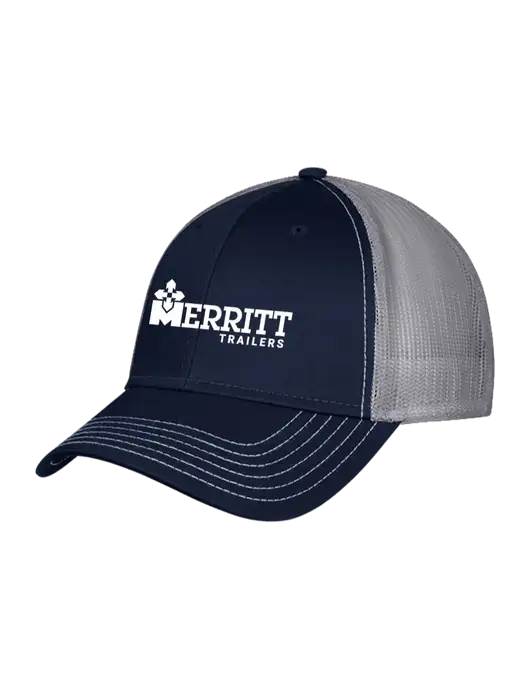 Navy & Grey Mesh Trucker Cap Snap Back w/Merritt Trailers Logo