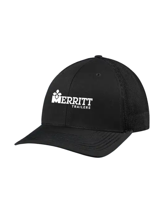 Richardson Adjustable Snapback Original 112 Trucker Cap Black w/Black Mesh w/Merritt Trailers Logo