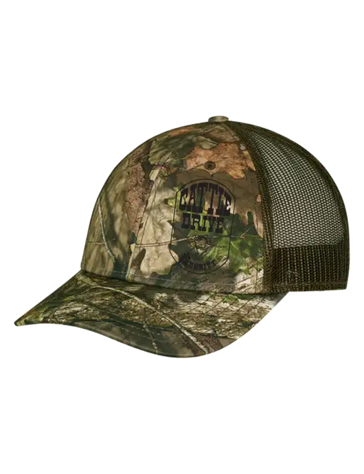 Breakup Country Brown Mossy Oak Camo Mesh Trucker Cap Snap Back w/Cattle Drive Logo
