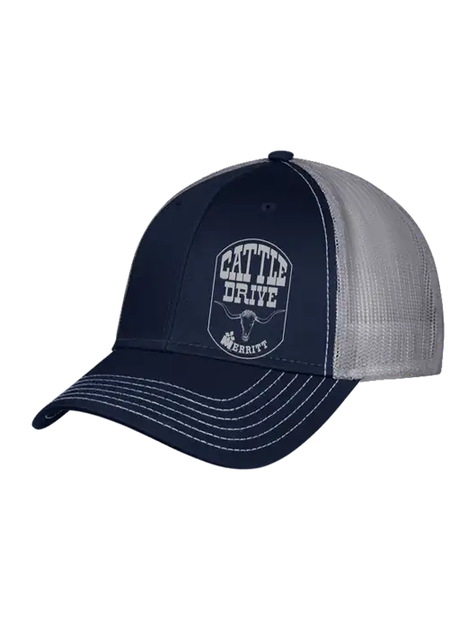 Navy & Grey Mesh Trucker Cap Snap Back w/Cattle Drive Logo
