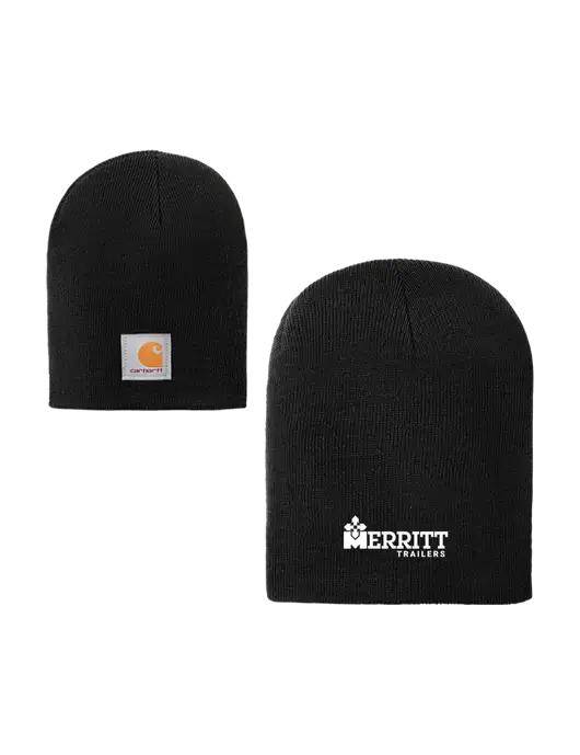 Carhartt Black Acrylic Knit Hat w/Merritt Trailers Logo