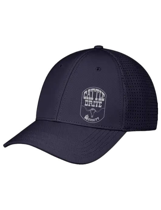 Navy Performance Stretchable Cap Hook & Loop w/Cattle Drive Logo