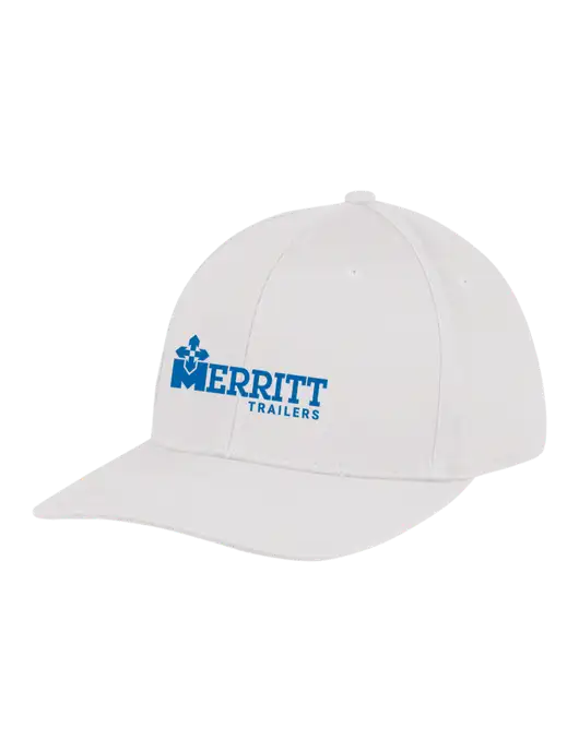 Premium Modern Structured Twill White Snapback Cap w/Merritt Trailers Logo