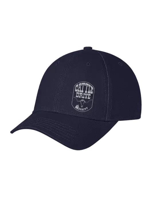 Navy Structured Soft Snap Closure Hook & Loop Cap w/Cattle Drive Logo