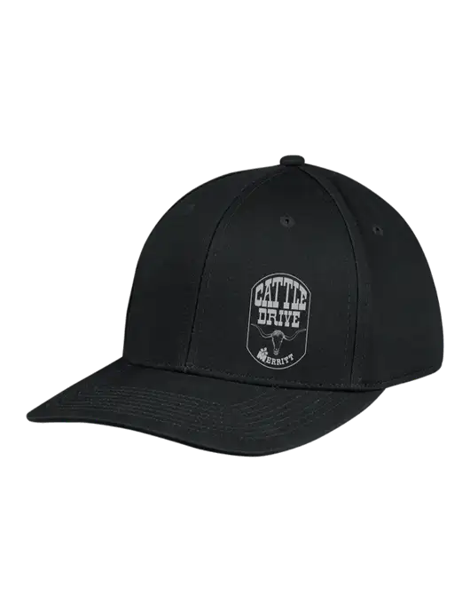 Premium Modern Structured Twill Black Snapback Cap w/Cattle Drive Logo