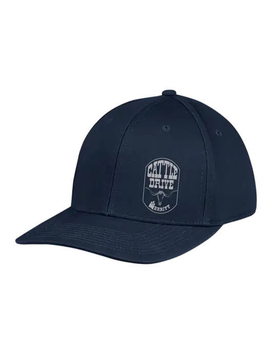 Premium Modern Structured Twill Navy Snapback Cap w/Cattle Drive Logo