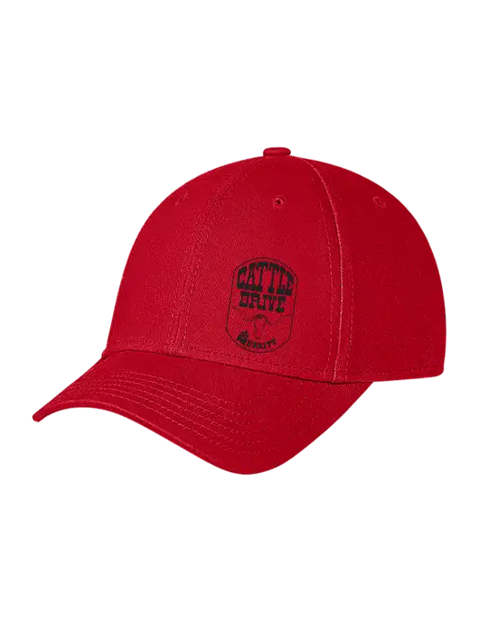Red Structured Soft Snap Closure Hook & Loop Cap w/Cattle Drive Logo