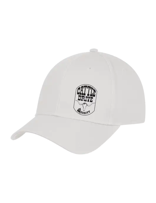White Structured Cap Hook & Loop w/Cattle Drive Logo