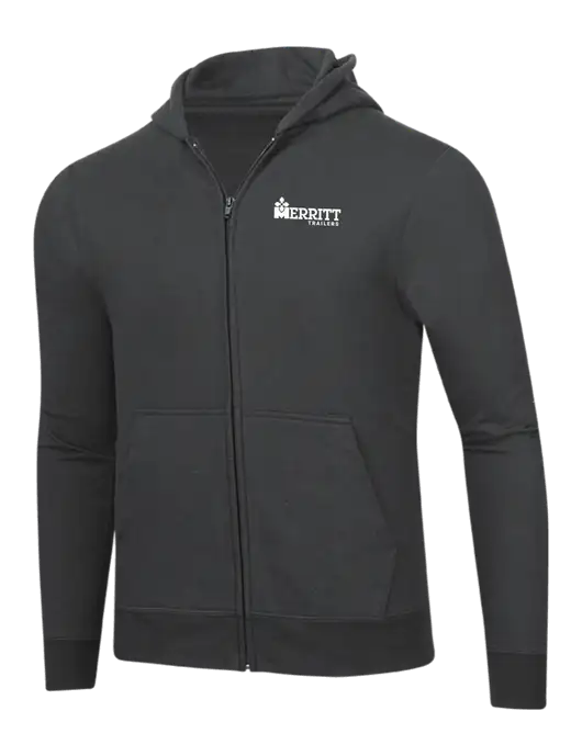 Charcoal 8.5 oz Ring Spun Zip Hooded Sweatshirt w/Merritt Trailers Logo