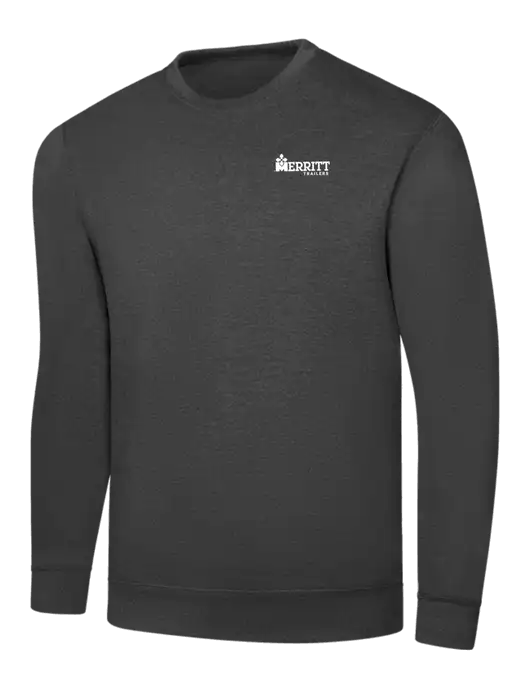 Dark Heather Grey 7.8 oz Ring Spun Crew Sweatshirt w/Merritt Trailers Logo