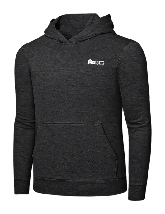 Dark Heather Grey 7.8 oz Ring Spun Hooded Sweatshirt w/Merritt Trailers Logo