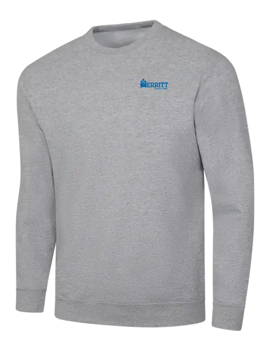Light Grey Heather 7.8 oz Ring Spun Crew Sweatshirt w/Merritt Trailers Logo
