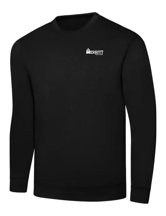 Black 7.8 oz Ring Spun Crew Sweatshirt w/Merritt Trailers Logo