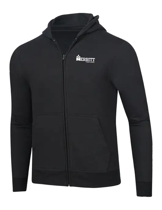 Jet Black 8.5 oz Ring Spun Zip Hooded Sweatshirt w/Merritt Trailers Logo