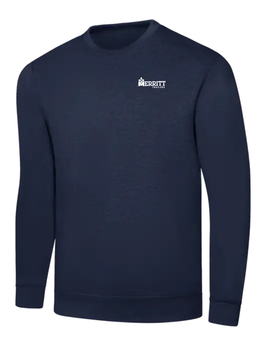 Navy 7.8 oz Ring Spun Crew Sweatshirt w/Merritt Trailers Logo