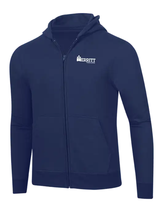 Navy 8.5 oz Ring Spun Zip Hooded Sweatshirt w/Merritt Trailers Logo