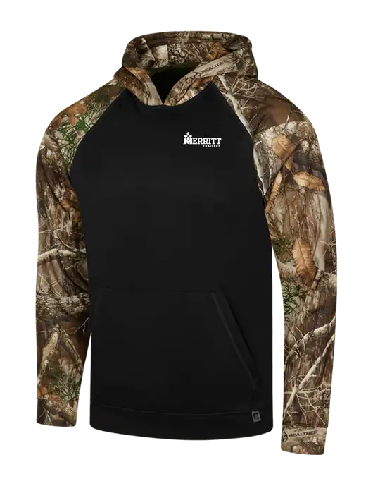 Russell Outdoors Black/Realtree Edge Camo Colorbock Performance Hoodie w/Merritt Trailers Logo