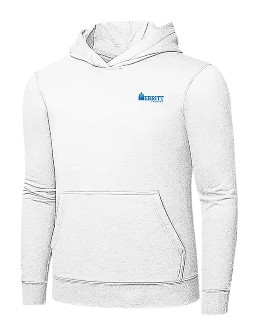 White 7.8 oz Ring Spun Hooded Sweatshirt w/Merritt Trailers Logo