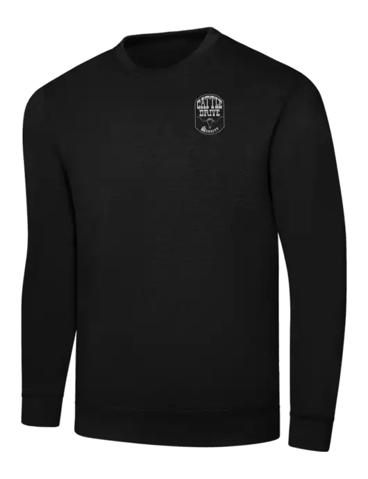 Black 7.8 oz Ring Spun Crew Sweatshirt w/Cattle Drive Logo