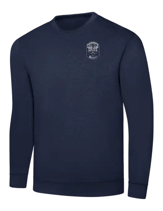 Navy 7.8 oz Ring Spun Crew Sweatshirt w/Cattle Drive Logo