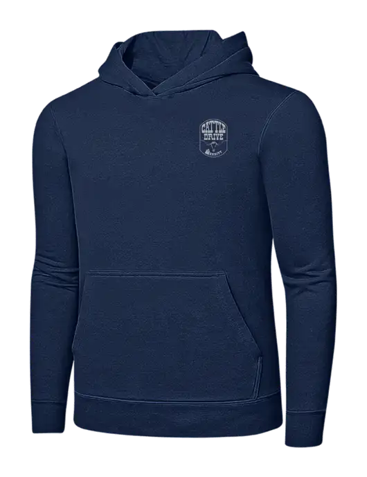 Navy 7.8 oz Ring Spun Hooded Sweatshirt w/Cattle Drive Logo