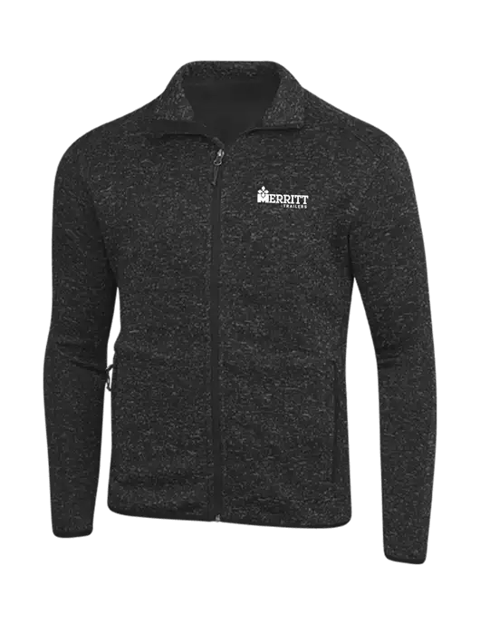 Black Heather Sweater Fleece Jacket w/Merritt Trailers Logo