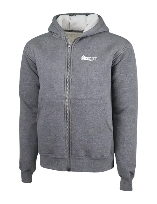 Cornerstone Grey Heather Heavyweight Sherpa Lined Hooded Fleece Jacket w/Merritt Trailers Logo