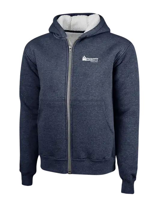 Cornerstone Navy Heavyweight Sherpa Lined Hooded Fleece Jacket w/Merritt Trailers Logo