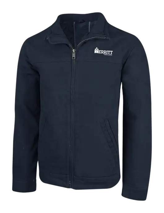 Cornerstone Navy Washed Duck Cloth Flannel Lined Work Jacket w/Merritt Trailers Logo