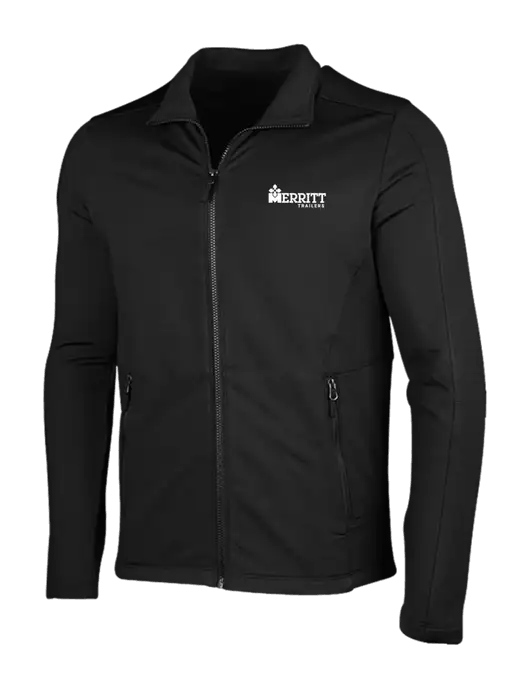 Deep Black Grid Fleece Jacket w/Merritt Trailers Logo