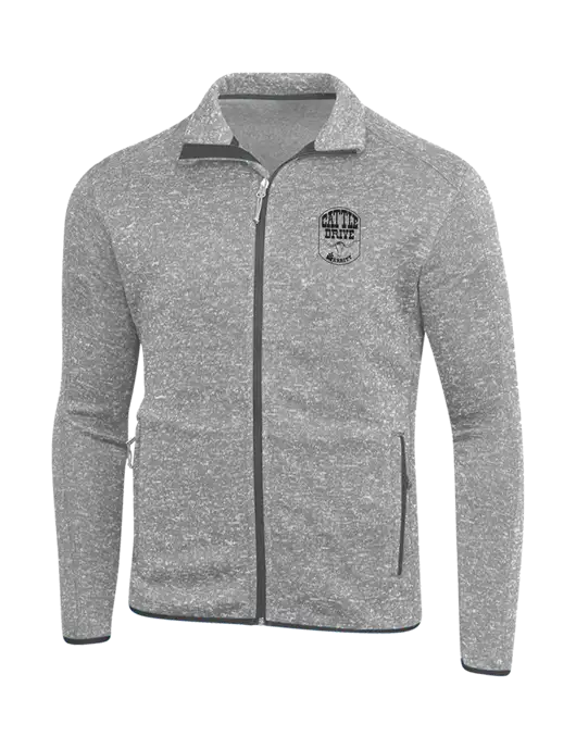 Grey Heather Sweater Fleece Jacket w/Cattle Drive Logo