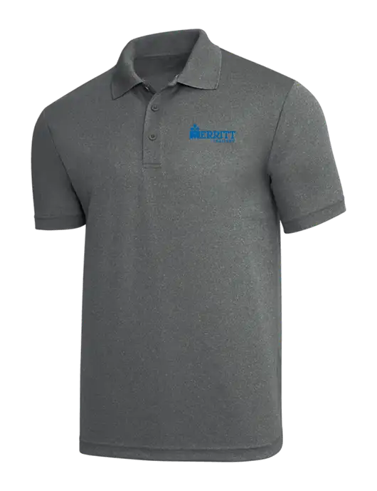 Medium Grey Heather PosiCharge RacerMesh Polo w/Merritt Trailers Logo