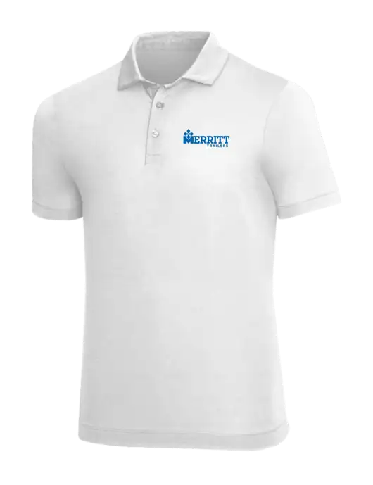 Mercer+Mettle White Stretch Jersey Polo w/Merritt Trailers Logo