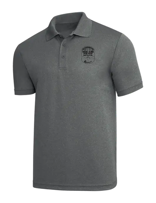 Medium Grey Heather PosiCharge RacerMesh Polo w/Cattle Drive Logo
