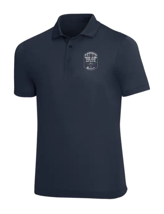 Mercer+Mettle Navy Stretch Jersey Polo w/Cattle Drive Logo