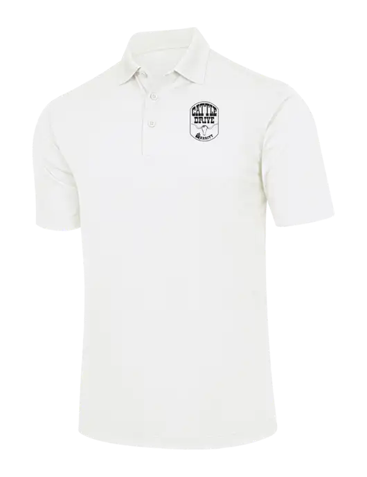 White Micropique Sport-Wick Polo w/Cattle Drive Logo