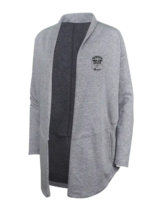 Medium Heather Grey/Char Heather Womens Interlock Cardigan w/Cattle Drive Logo