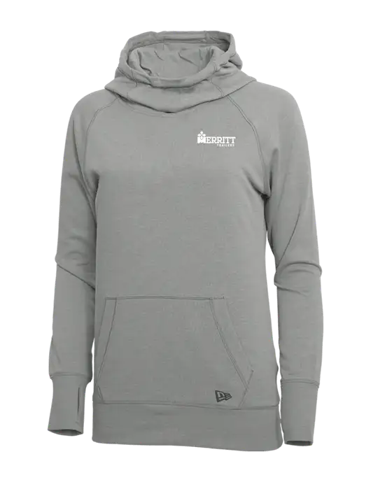 New Era Shadow Grey Heather Womens Tri-Blend Fleece Pullover Hoodie w/Merritt Trailers Logo
