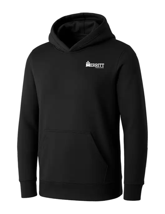Womens Black Core Fleece Pullover Hooded Sweatshirt w/Merritt Trailers Logo