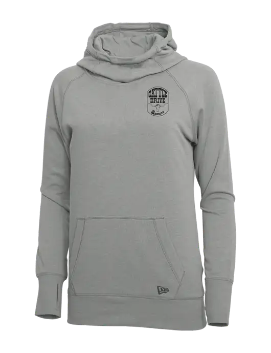 New Era Shadow Grey Heather Womens Tri-Blend Fleece Pullover Hoodie w/Cattle Drive Logo