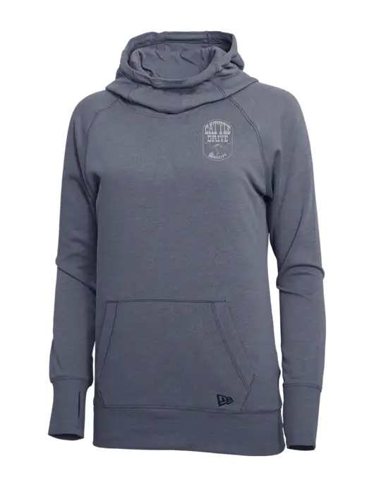 New Era True Navy Heather Womens Tri-Blend Fleece Pullover Hoodie w/Cattle Drive Logo