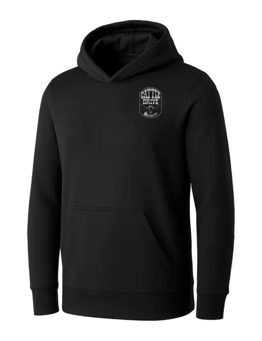 Womens Black Core Fleece Pullover Hooded Sweatshirt w/Cattle Drive Logo