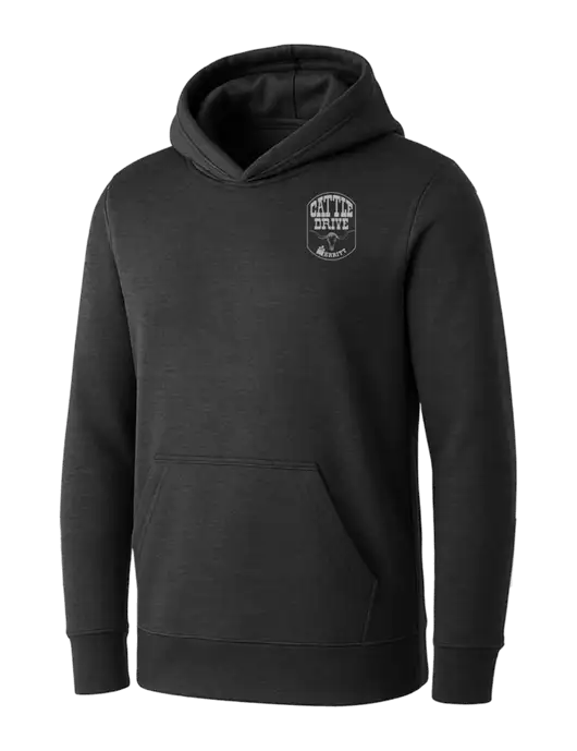 Womens Dark Grey Heather Core Fleece Pullover Hooded Sweatshirt w/Cattle Drive Logo