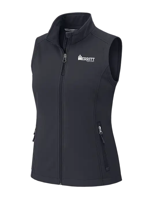 Charcoal Grey Womens Core Soft Shell Vest w/Merritt Trailers Logo