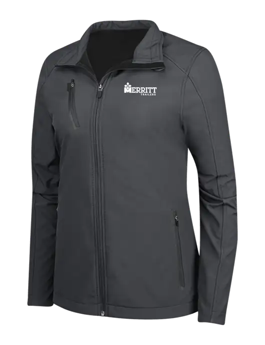 Dark Grey Womens Welded Softshell Jacket w/Merritt Trailers Logo