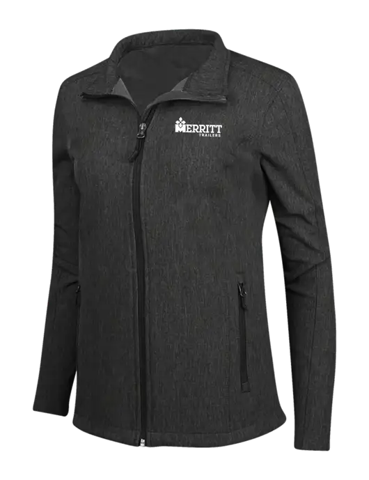 Black Charcoal Heather Womens Core Soft Shell Jacket w/Merritt Trailers Logo