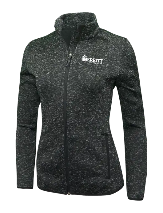 Black Heather Womens Sweater Fleece Jacket w/Merritt Trailers Logo