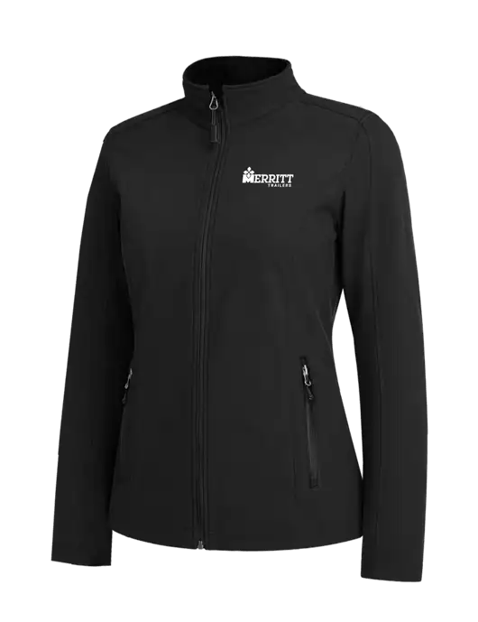 Black Womens Core Soft Shell Jacket w/Merritt Trailers Logo