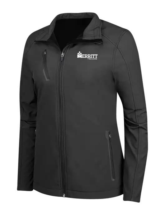 Black Womens Welded Softshell Jacket w/Merritt Trailers Logo